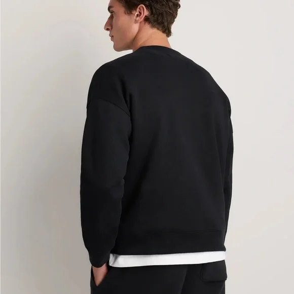 Quince Men's Organic Heavyweight Crew Fleece Black Size Medium - Picture 2 of 11